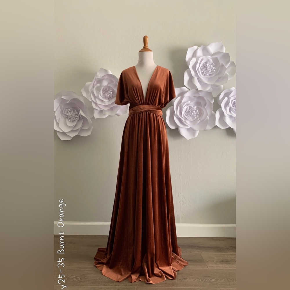 Emerald green velvet convertible gown